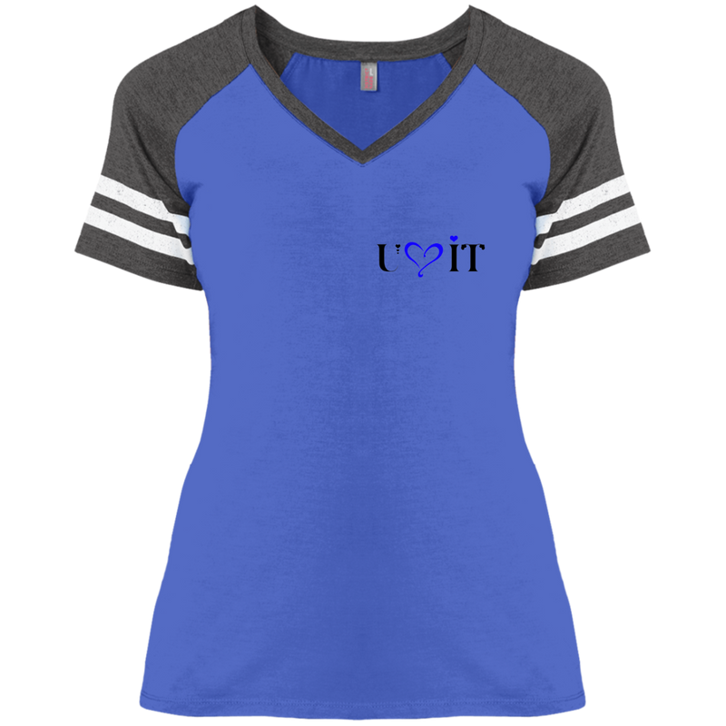 U LOVE IT Blue Goddess Game V-Neck T-Shirt